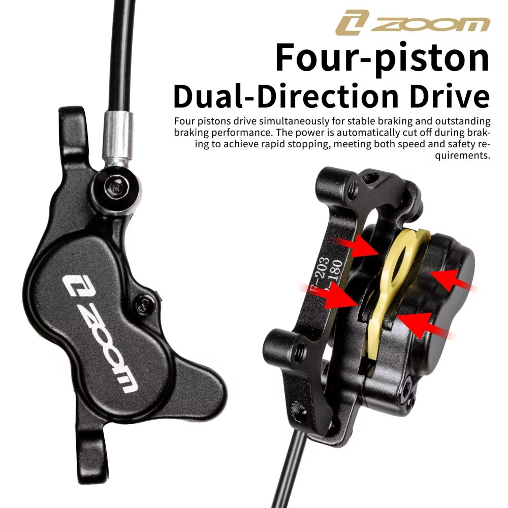 ZOOM HB-890E Set Rem Cakram Hi - Zoom Hydraulic Brake 4 Piston E-Scooter ulasan dan harga