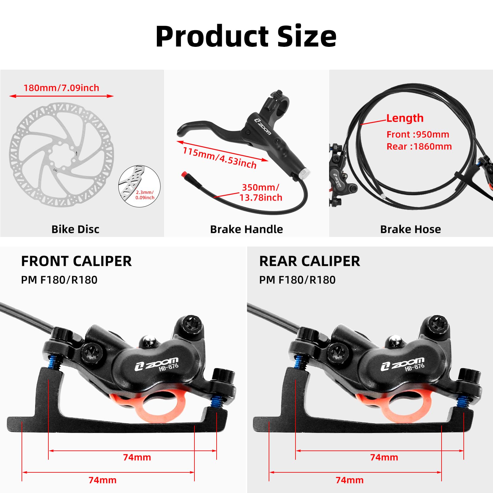Set Rem Cakram Hidrolik ZOOM H - Zoom Hydraulic Brake 4 Piston E-Scooter ulasan dan harga